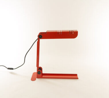 Red Nana Table lamp by Carlo Nason for Lumenform, as seen from one side