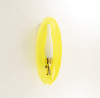 Yellow Wall Fixture by Angelo Lelii for Arredoluce as seen from one side