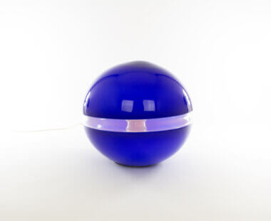 Blue LT 230 Table Lamp by Carlo Nason for AV Mazzega, switched on