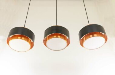 Set of three Saturn pendants by Jo Hammerborg for Fog & Morup as seen from below