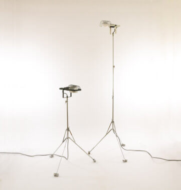 A pair of black & white floor lamps model Sintesi by Ernesto Gismondi for Artemide
