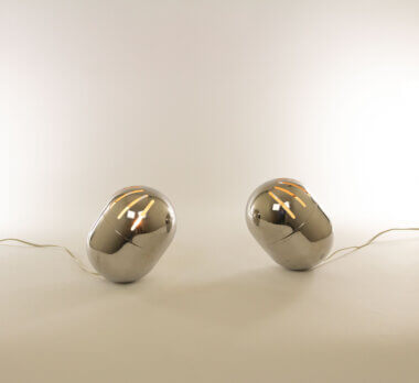 Pair of Italian chrome table lamps by Reggiani, 1970s, in all their beauty