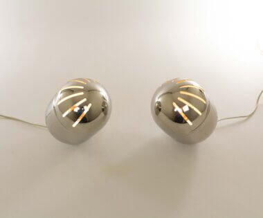 Pair of Italian chrome table lamps by Reggiani, 1970s, as seen from above
