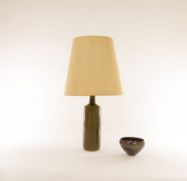 Dark Olive Green DL/27 table lamp by Linnemann-Schmidt for Palshus with a small vase