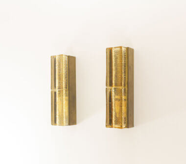 Pair of Glass and Brass Double Atlantic Wall lamps by Vitrika in Gold