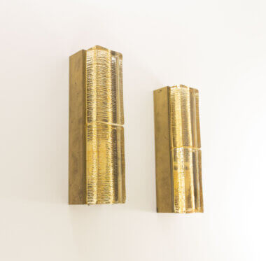 Pair of Glass and Brass Double Atlantic Wall lamps by Vitrika in Gold, as seen from the other side