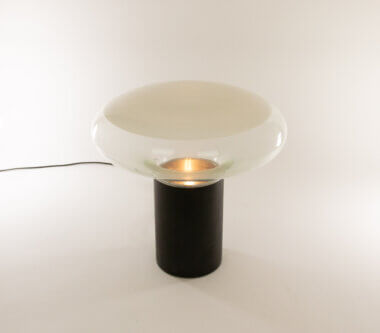 Table lamp Gill by Roberto Pamio for Leucos, switched on and seen from above