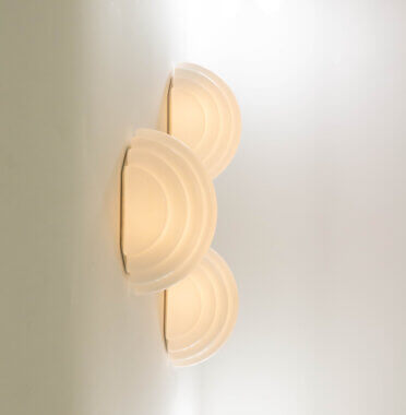 Set of three Kumo wall or ceiling lamps by Kazuhide Takahama for Sirrah, switched on