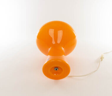 The bottom part of a Large hand-blown Orange Fungo table lamp by Massimo Vignelli for Venini