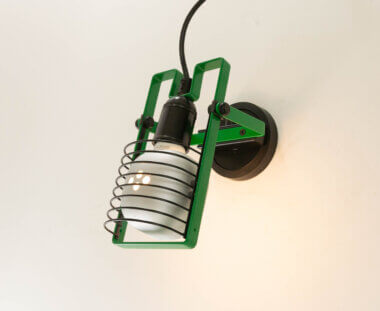 Green Sintesi wall or ceiling lamp by Ernesto Gismondi for Artemide, switched on