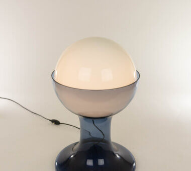 Large blue LT 216 table lamp by Carlo Nason for A.V. Mazzega as seen from above