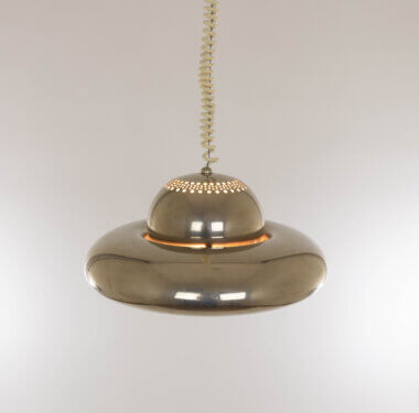 Nickel-plated Fior di Loto pendant by Tobia Scarpa for Flos, switched on