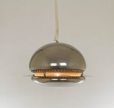Nickel-plated Nictea pendant by Tobia Scarpa for Flos, switched on