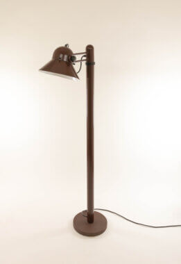 Brown floor lamp by Gae Aulenti for Stilnovo in all its beauty