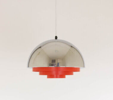 Chrome and red Milieu pendant by Jo Hammerborg for Fog & Mørup