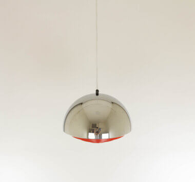 Chrome and red Milieu pendant by Jo Hammerborg for Fog & Mørup, as seen from above
