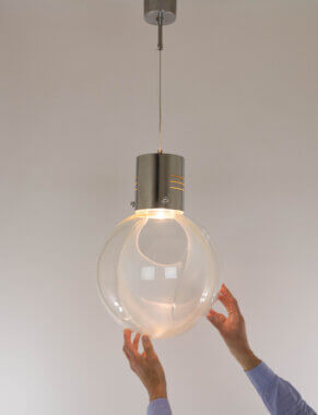 Large Membrana Pendant by Toni Zuccheri for Venini, with an indication of the size