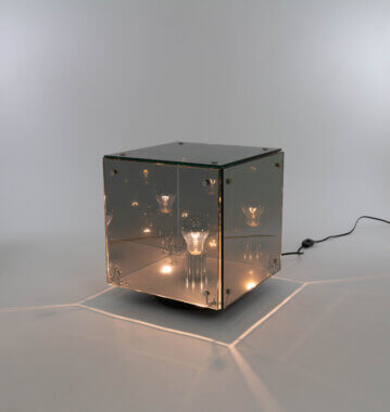 Prismar table lamp by Studio A.R.D.I.T.I. for Nucleo Sormani, switched on