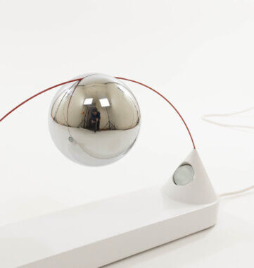 The metal globe of a Mercurio table lamp by Peppe di Giuli for Sirrah