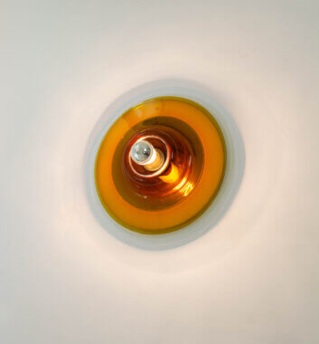 Amber Wall or Ceiling Lamp by Venini for Pierre Cardin, switched on