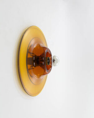 Amber Wall or Ceiling Lamp by Venini for Pierre Cardin, as seen from one side