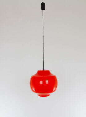 Red glass pendant by Alessandro Pianon for Vistosi, in all its beauty