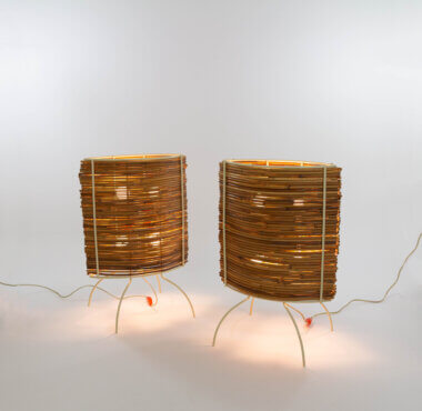 Bambù table lamps by Humberto & Fernando Campana for Candle / Fontana Arte, switched on