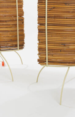 The bamboo of a pair of Bambù table lamps by Humberto & Fernando Campana for Candle / Fontana Arte