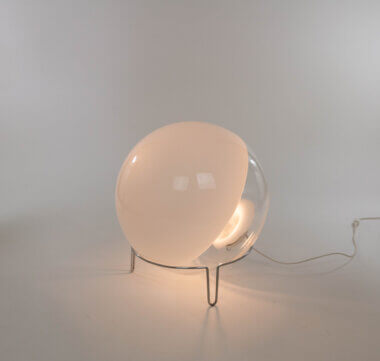 Sfera Table of Floor Lamp by Angelo Mangiarotti in Murano Glass for Skipper, in all its beauty
