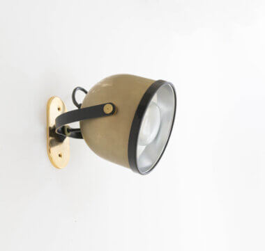 As an example, one out of a set of nine wall lamps by Gae Aulenti and Livio Castiglioni for Stilnovo, with patina