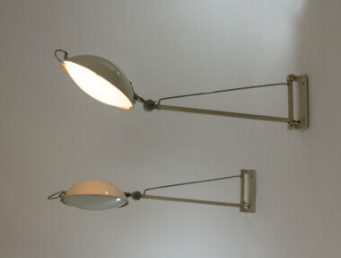 A pair of hospital wall lamps, model 2130, by Stilnovo, switched in