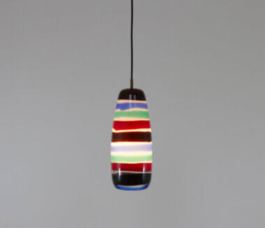 Multi-coloured pendant by Massimo Vignelli for Venini, switched on