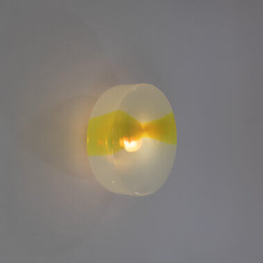 White and Yellow Oite Wall lamp by Renato Toso for Leucos, switched on