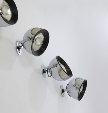 Set of four wall lamps by Gae Aulenti & Livio Castiglioni for Stilnovo, seen from a different corner