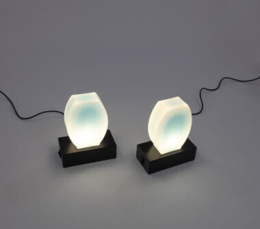 Beautiful pair of blue Dorane table lamps by Ettore Sottsass for Stilnovo