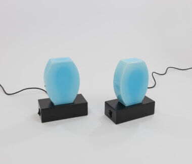 Wonderful pair of blue Dorane table lamps by Ettore Sottsass for Stilnovo