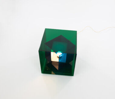Caleidoscopio table lamp by Giorgio Longoni for Stilnovo, switched on with the kaleidoscopic shape